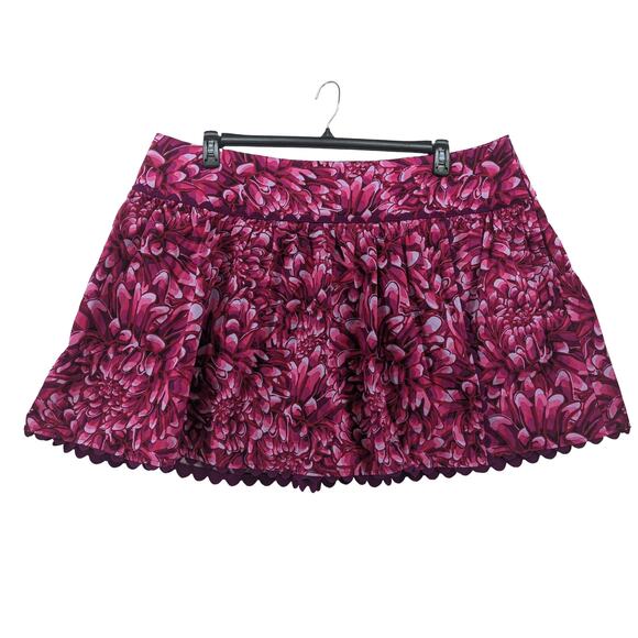 Kika Vargas Wrap Skirt 16W 18W Pink Mum Floral Scallop Edge Mini Side Zip Summer - Picture 1 of 11
